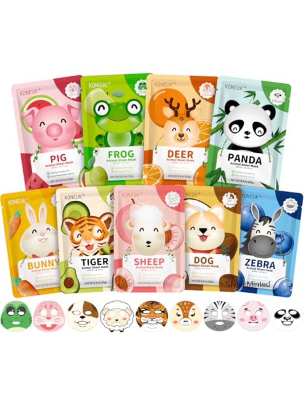 9 Pack Animal Face Masks Skincare Set Spa Party Gifts for Teens Girls